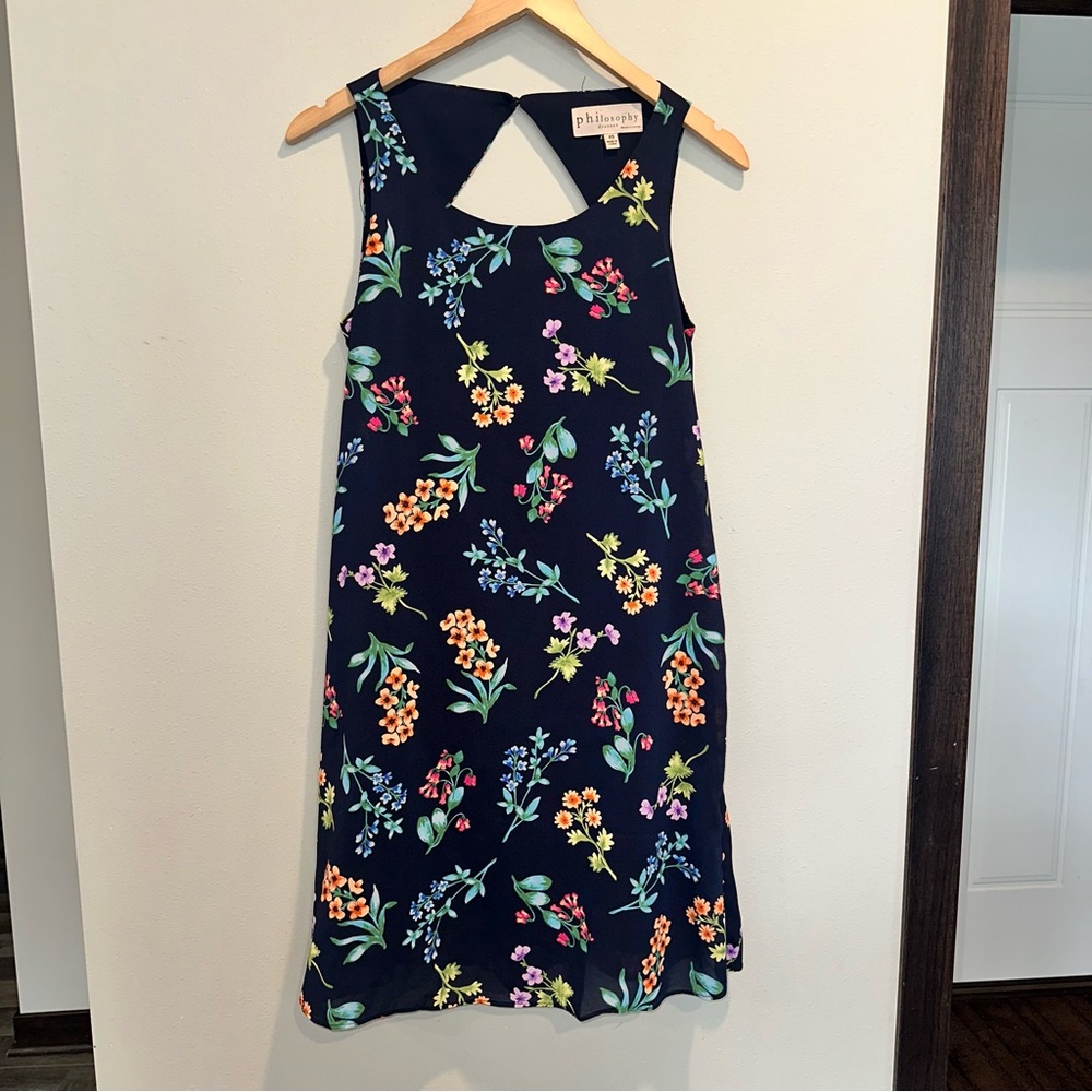 Philosophy Sleeveless Floral Keyhole Back Sheath A-line Mini Spring Summer Dress